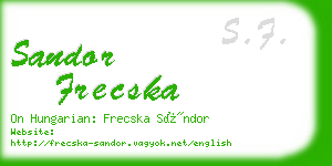 sandor frecska business card